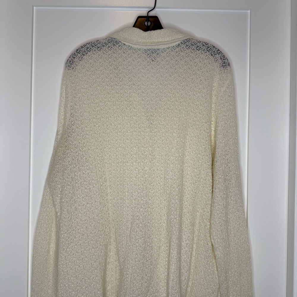 J. Jill stretch ivory crochet lace button down long sleeve blouse - Picture 5 of 16